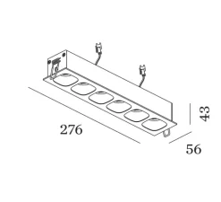 Plafonnier & Spot*Wever&Ducré Spot encastrable, Pirro 6.0, blanc & noir, LED, 2700K, 6x383lm, L27,6cm, H4,3cm - Wever & Ducré blanc & noir