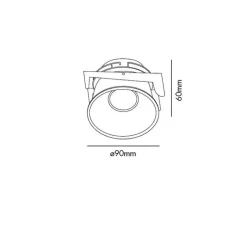 Plafonnier & Spot*Faro Spot encastrable, salle de bain, Fresh IP44, , Ø9cm, H6cm (hauteur plafond recommandée 14,5cm) - noir