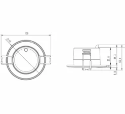 Plafonnier & Spot*Solum Spot encastrable, Teles Bluetooth, , IP65, LED, dim, 2200 à 6500K, 300-450 lm, Ø8,8cm, H5,5cm - noir