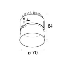 Plafonnier & Spot*Modular Spot encastrable, Thimble 70, , IP55, LED, 2700K, 442/595lm, Ø7cm, H8,4cm - 30°, blanc