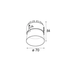 Spot encastrable, Thimble 70, 30°, trimless, ano bronze, IP55, LED, 3000K, 603lm, Ø7cm, H8,4cm - Modular