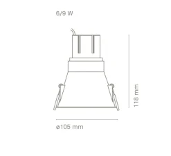 Plafonnier & Spot*Nexia Spot encastrable, Tolva L, , LED, dim, 4000K, 780 lm, Ø10,5cm, H11,8cm - blanc