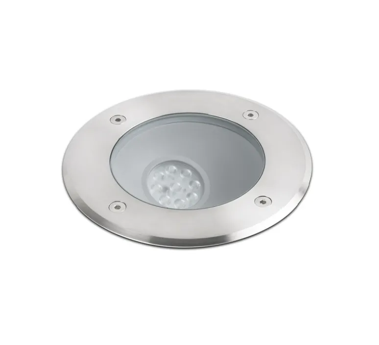 Plafonnier & Spot*Faro Spot extérieur de sol encastrable, Salt, asymétrique, LED, 3000K, Ø18cm, IP67, 45° - gris