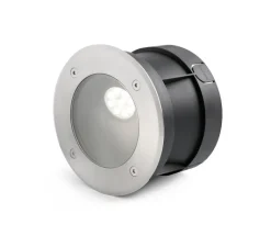 Plafonnier & Spot*Faro Spot extérieur de sol encastrable, Salt, asymétrique, LED, 3000K, Ø18cm, IP67, 45° - gris