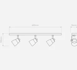 Spot, Juno Triple Bar, laiton brossé mat, L60cm, H15cm - Astro