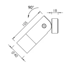 Plafonnier & Spot*John Cullen Spot, Kew 40, angle 17,5°, , IP66, LED, dim, 2700K, 572 lm, Ø4cm, P12,3cm - Noir