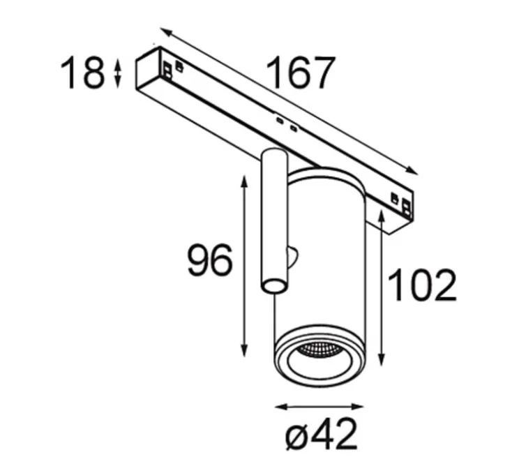Spot, Medard 42 Track 48 V 1x, noir, LED, dim, 3000K, 727 lm, Ø4,2cm, H10,2cm - Modular