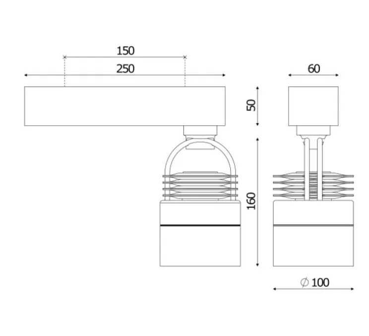 Spot, MOD Mono, noir perforé, LED, dim, 2700K, 900 lm, L25cm, H21cm - Sammode