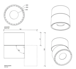 Spot ou applique en saillie, Studio S, chrome, LED, 2700K, 550 lm, Ø7,6cm, H9,4cm - Decor Walther