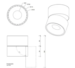 Spot ou applique en saillie, Studio L, chrome, LED, 2700K, 1031 lm, Ø10cm, H10,5cm - Decor Walther