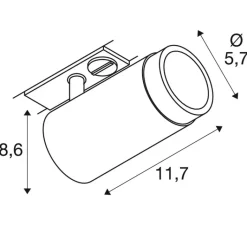 Plafonnier & Spot*SLV Spot pour rail, GRIP! L, blanc & noir, Ø5,7cm, H11,7cm - blanc & noir