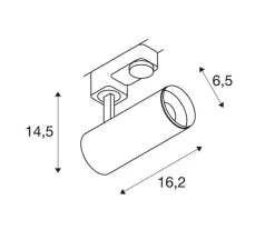 Spot pour rail, Numinos S, noir, LED, dim, 2700K, 985 lm, 24°, L16,2cm, H14,5cm - SLV