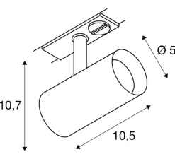 Plafonnier & Spot*SLV Spot pour rail 1-phase , Noblo, , LED, dim, 2700K, 740 lm, L10,5cm, H10,7cm - blanc