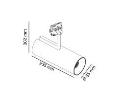 Spot, projecteur, rail, Fuga Medium, LED, Dali, blanc, orientable, 3000K, 1500lm Ø8.5cm, H23.5cm - Faro