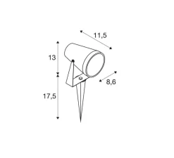 Plafonnier & Spot*SLV Spot, Samrina sur piquet, , IP65, L11,5cm, H30,5cm - noir