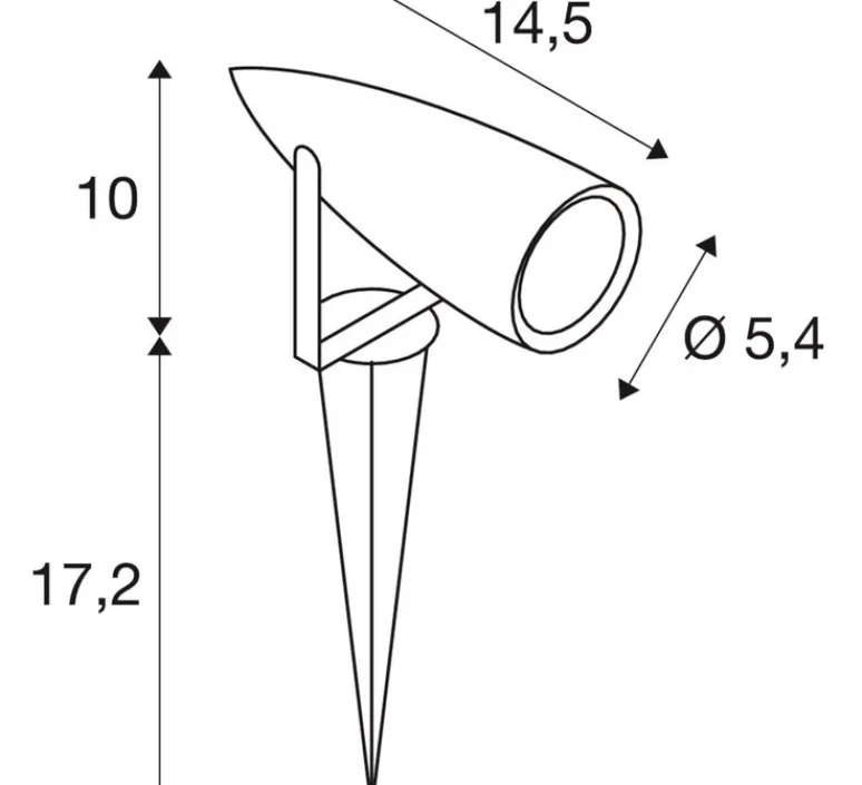 Plafonnier & Spot|Lampe*SLV Spot sur piquet, d'extérieur, Syna, , IP55, LED, 3000K, 470lm, L14,5cm, H10cm - aluminium, noir