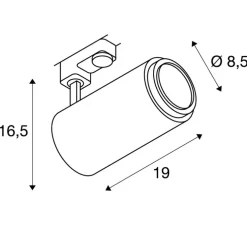 Spot sur rail, Numinos ZOOM M PHASE, blanc, LED, dim, 3000K, 750-1800 lm, Ø18,5cm, H16,5cm - SLV