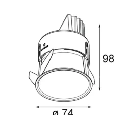 Plafonnier & Spot*Modular Spot, Thimble Recessed Adjustable 74 1x, , LED, 2700K, 595 lm, Ø7,4cm, H9,8cm - blanc