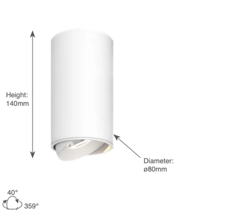 Plafonnier & Spot*Doxis Spot, Titan 140 Cone, 40°, , LED, 3000k, 1156lm, Ø8cm, H14cm - noir mat