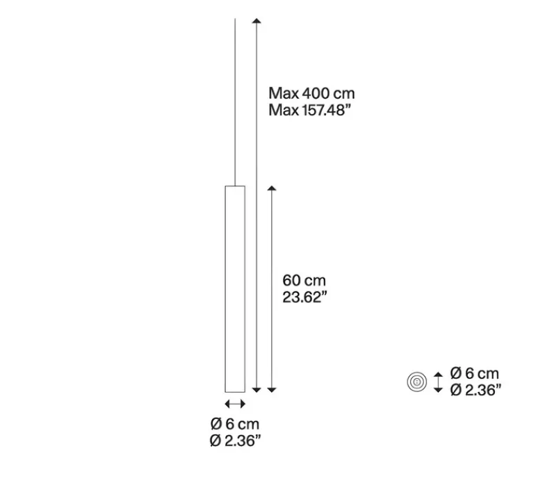 Suspension*Lodes Suspension, A-Tube medium, sans rosace, , Ø6cm, H60cm - noir