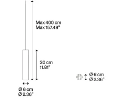 Suspension*Lodes Suspension, A-Tube small, sans rosace, cuivré, Ø6cm, H30cm - bronze