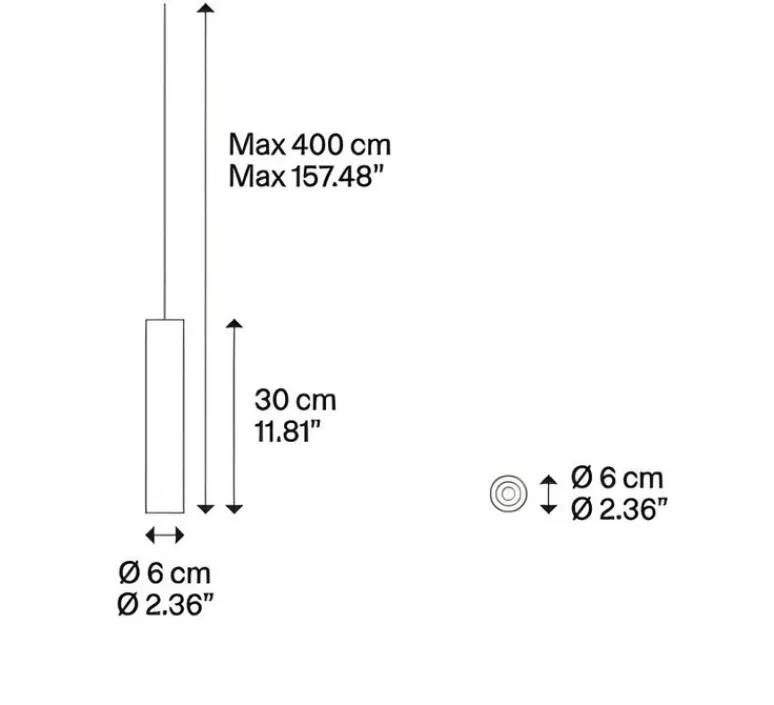 Suspension*Lodes Suspension, A-Tube small, sans rosace, cuivré, Ø6cm, H30cm - bronze