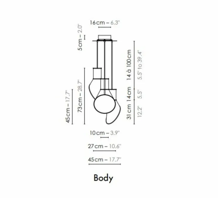 Suspension, 3 Baby Cargo, blanc & noir, Ø16cm, H14cm - DesignHeure