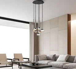 Suspension*Mantra Suspension 8 lights, Tonic, , Ø47cm, H50cm - transparent, chrome, bronze et cuivre