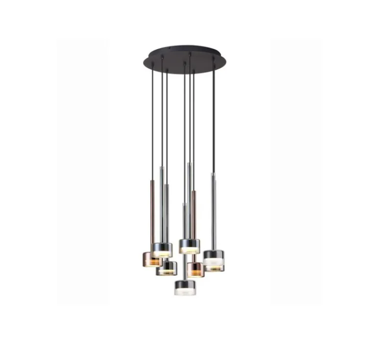 Suspension*Mantra Suspension 8 lights, Tonic, , Ø47cm, H50cm - transparent, chrome, bronze et cuivre