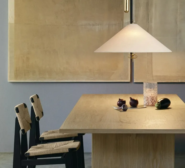 Suspension*Gubi Suspension, 1967 monte et baisse, , Ø56cm, H20cm - canvas et laiton