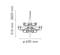 Suspension*Flos Suspension, 2097/18, , 2700K, Ø69cm, H51cm - noir (ampoules dépolies)