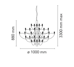 Suspension*Flos Suspension, 2097/50, , 2200K, Ø100cm, H88cm - noir (ampoules transparentes)