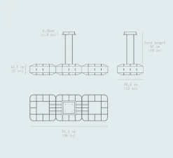 Suspension*Darmes Suspension, 1979 Triple, , LED, dim, 3000K, 4800 lm, L91,5cm, H12,7cm - ivoire mat