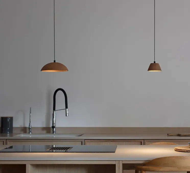 Suspension, Absidiola C plato, directe, terracotta naturel, LED, 2700K, 420 lm, L20cm, H6cm - Luxcambra