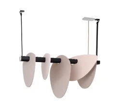 Suspension*DesignHeure Suspension accoustique, Murmure, lin et pierre grège, LED, 3000K, 2030-4750 lm, L100cm, H51cm - rose clair et écru