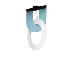 Suspension*DesignHeure Suspension accoustique, Résonance 1 anneau, , LED, 3000K, 2990 lm, Ø49cm, H91cm - bleu clair et blanc