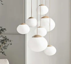 Suspension, Acorn, bois, blanc, Ø41cm, H35cm - Bolia