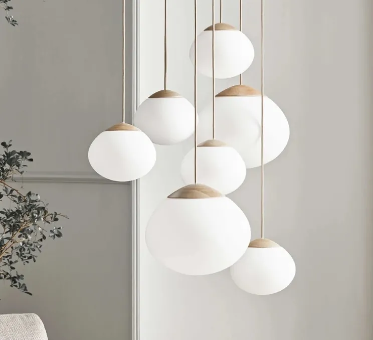 Suspension, Acorn, bois, blanc, Ø41cm, H35cm - Bolia
