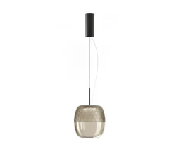 Suspension, Adamas, verre fumé, structure noire, LED, dim, 2700K, 624 lm, Ø22,5cm, H23cm - Panzeri