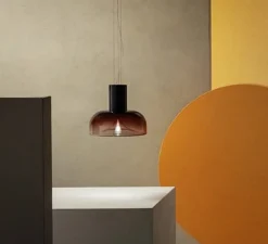 Suspension*LEUCOS Suspension, Aella S 54 L , , LED, dim, 2700K, 3808 lm, Ø54cm, H46,2cm - Noir et bordeaux nuancé