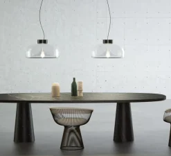 Suspension*LEUCOS Suspension, Aella S 54, noir, LED, dim, 2700K, 3808 lm, Ø54cm, H29,2cm - noir, transparent