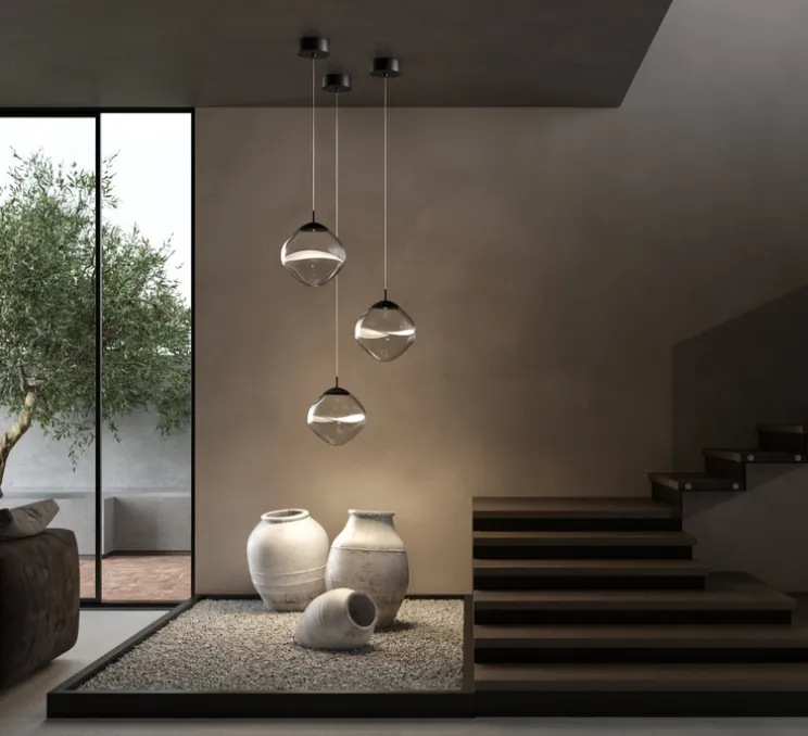 Suspension, Aether, Noir, pétale blanc, LED, dim, 2700K, 1066 lm, Ø33cm, H33cm - Lumina