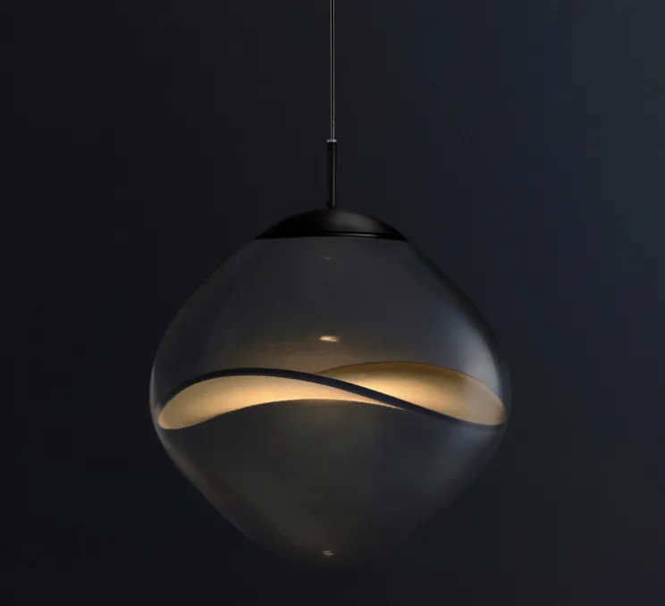 Suspension, Aether, Noir, pétale blanc, LED, dim, 2700K, 1066 lm, Ø33cm, H33cm - Lumina