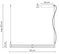 Suspension*Karman Suspension, Airtek One, seule, , LED, dim, 3000K, 1800 lm, L97cm, H13cm - aluminium