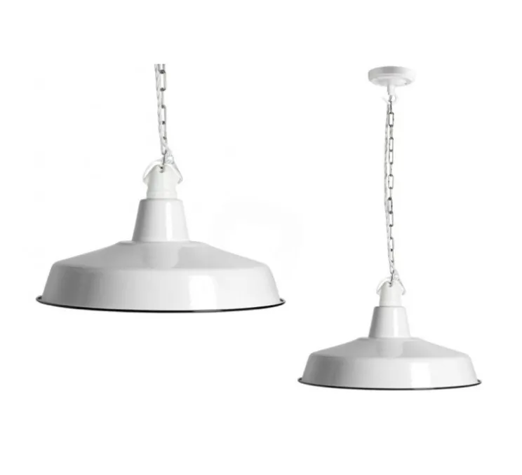 Suspension, Alexandre, email blanc et porcelaine blanche, Ø40cm, H25cm - Zangra