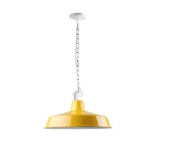 Suspension, Alexandre, email jaune et porcelaine blanche, Ø40cm, H25cm - Zangra