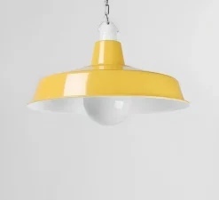 Suspension, Alexandre, email jaune et porcelaine blanche, Ø40cm, H25cm - Zangra