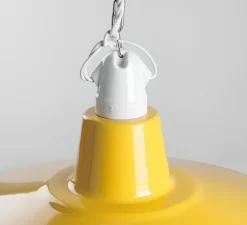 Suspension, Alexandre, email jaune et porcelaine blanche, Ø40cm, H25cm - Zangra