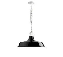 Suspension*Zangra Suspension, Alexandre, email noir et porcelaine blanche, Ø40cm, H25cm - noir, blanc