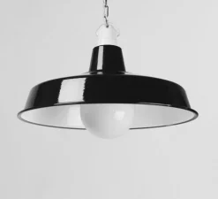 Suspension*Zangra Suspension, Alexandre, email noir et porcelaine blanche, Ø40cm, H25cm - noir, blanc